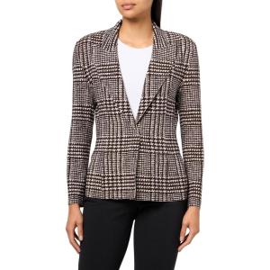Norma Kamali womens Single Breasted Boy Fit Jacket(Choc Glenn Plaid Twd)