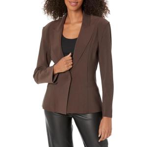 Norma Kamali womens Single Breasted Boy Fit Jacket(Chocolate)
