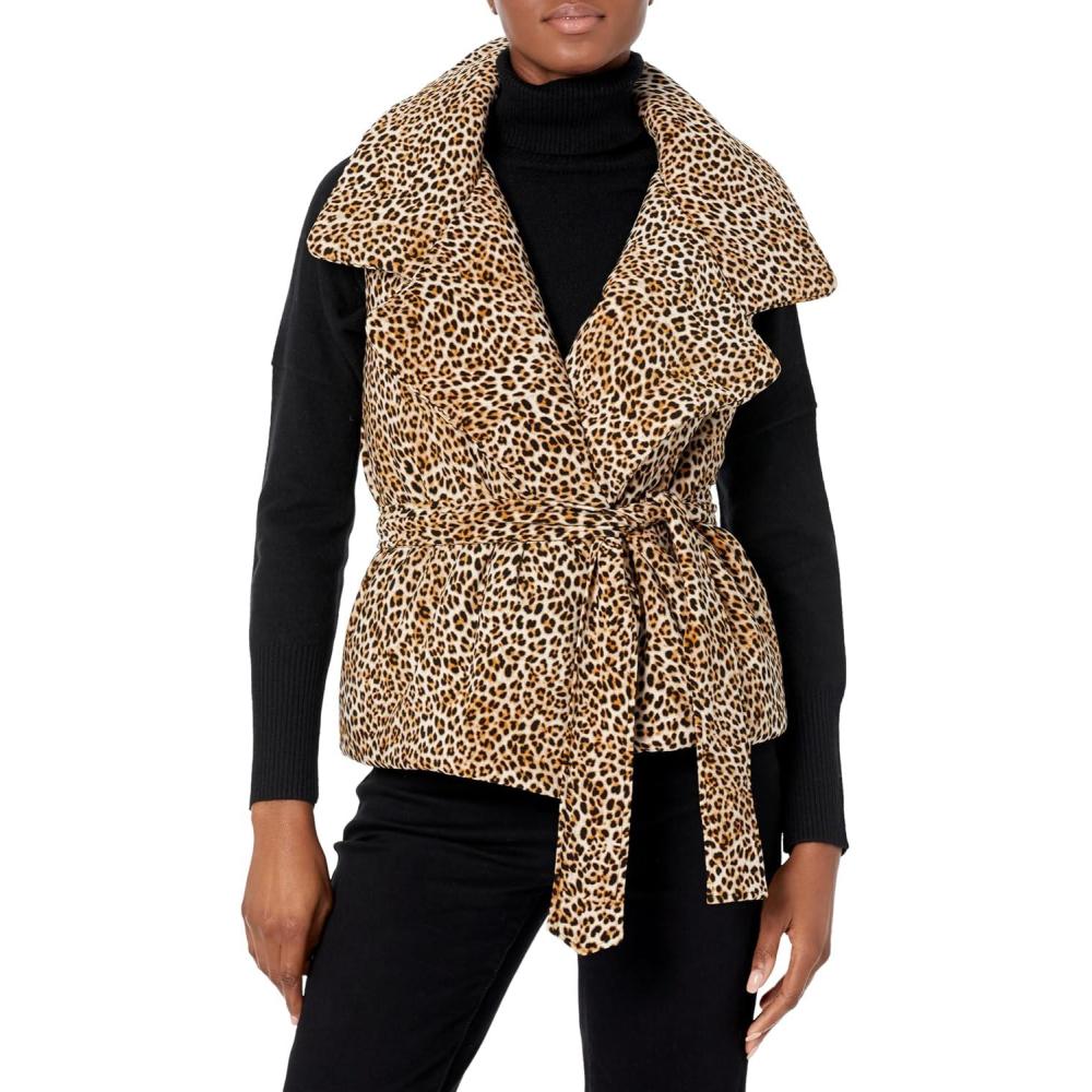imageNorma Kamali Womens Spliced Reversible Sleeveless Sleeping Bag VestBb Leopard