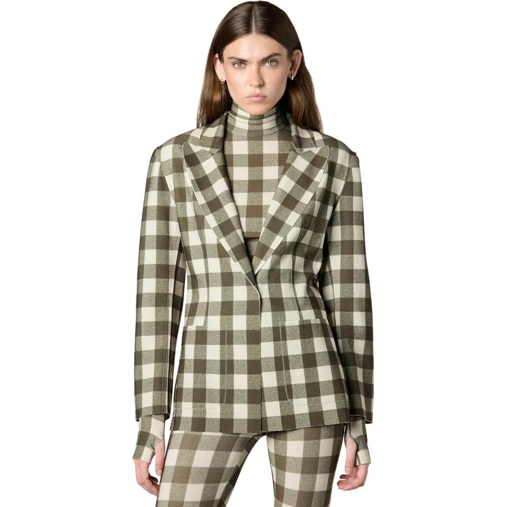 imageNorma Kamali womens Easy Fit Single Breasted Jacket WPatch PocketBark Box Plaid