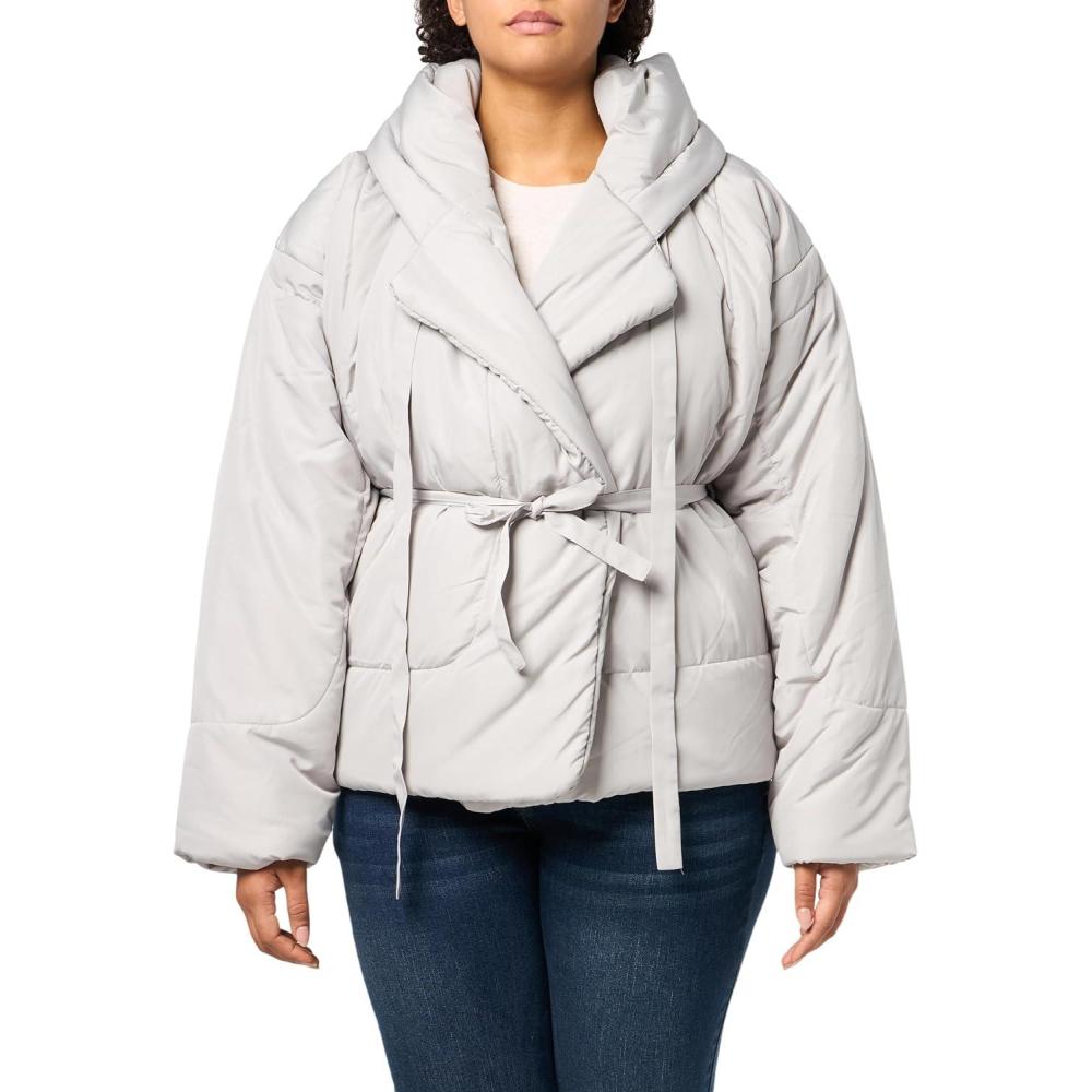 imageNorma Kamali womens Hooded Sleeping Bag Coat ShortDove