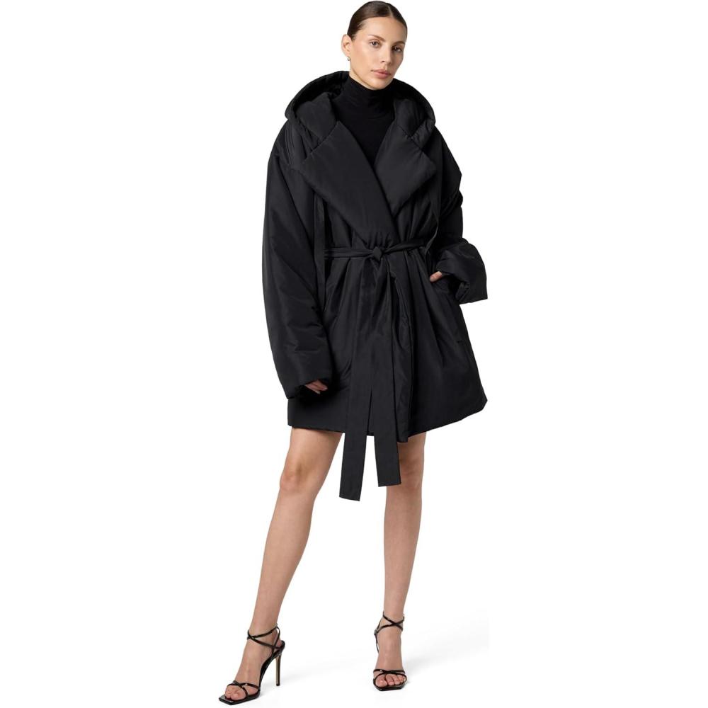 imageNorma Kamali womens Hooded Sleeping Bag Coat to KneeBlack