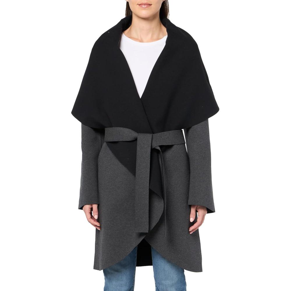 imageNorma Kamali womens Shawl Collar Coat ReversibleDark Heather GryBlk
