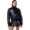 Norma Kamali womens Mini Moto Jacket(Black)