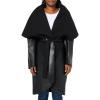Norma Kamali womens Shawl Collar Coat Reversible(Black/Black)