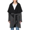 Norma Kamali womens Shawl Collar Coat Reversible(Dark Heather Gry/Blk)