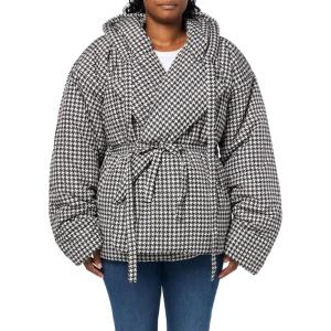 Norma Kamali womens Hooded Sleeping Bag Coat Short(Large Houndstooth)