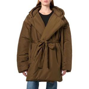 Norma Kamali womens Hooded Sleeping Bag Coat to Knee(Bark)