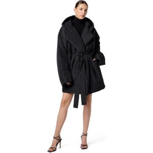Norma Kamali womens Hooded Sleeping Bag Coat to Knee(Black)