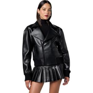 Norma Kamali womens Mini Moto Jacket(Black)