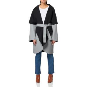 Norma Kamali womens Shawl Collar Coat Reversible(Grey/Black)