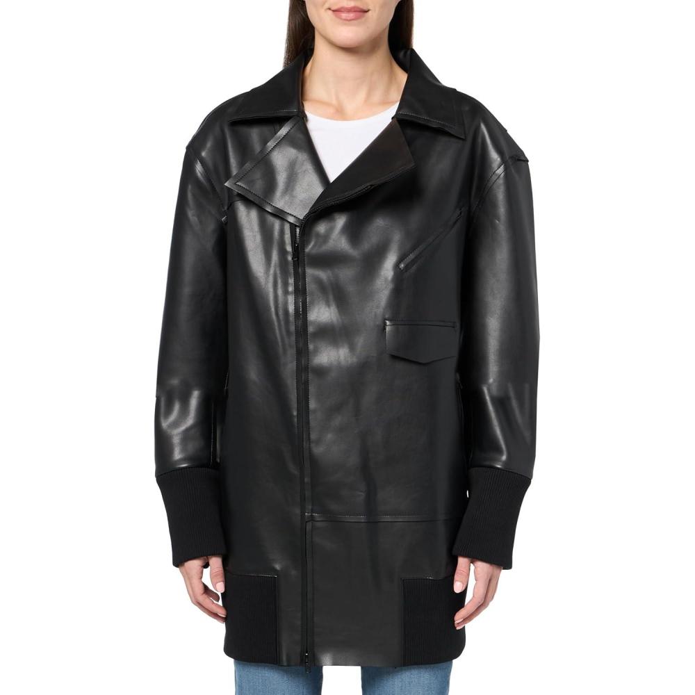 imageNorma Kamali womens Oversized Moto Jacket Above the KneeBlack
