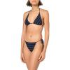 Norma Kamali Women’s Standard Bra/Criss Cross Bikini Bottom(True Navy Pinstripe)