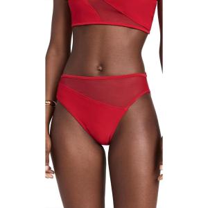 Norma Kamali Women’s Snake Mesh Bikini Bottoms(Tiger Red)