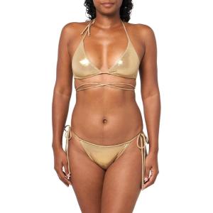 Norma Kamali Women’s Standard Bra/Criss Cross Bikini Bottom(Gold)