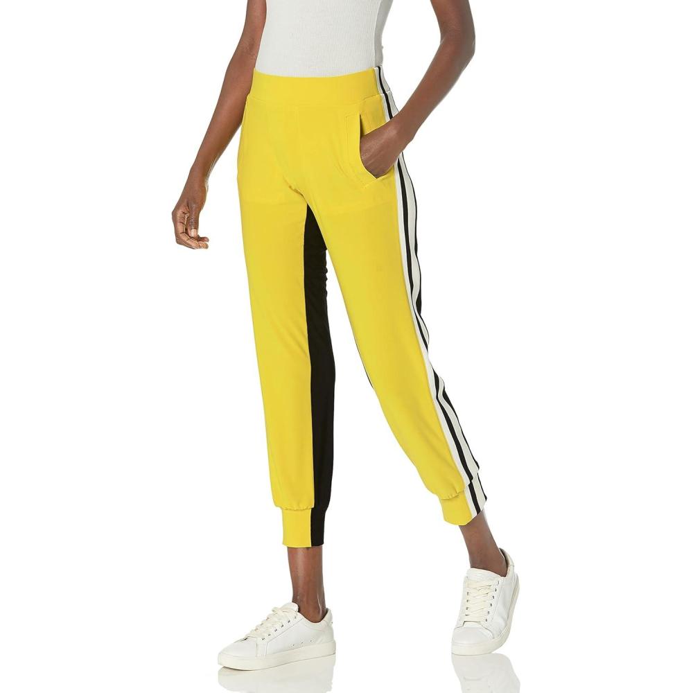 imageNorma Kamali Womens Side Stripe Jog PantSpring GreenOffset StripeBlack