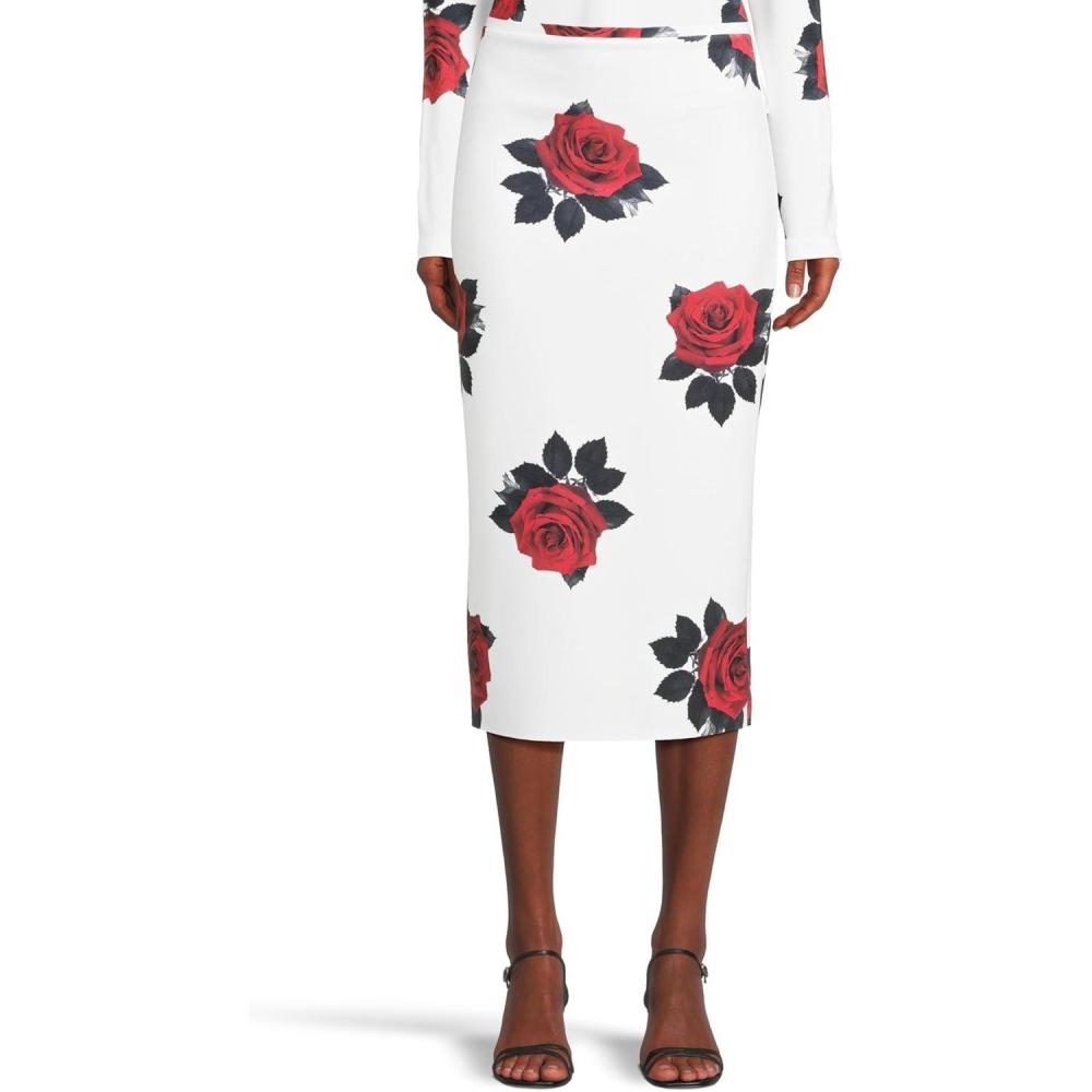 imageNorma Kamali Womens Straight Skirt to MidcalfRed Rose