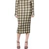 Norma Kamali Womens Straight Skirt to Midcalf(Bark Box Plaid)