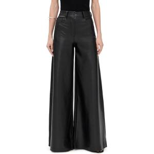 Norma Kamali Women’s Elephant Faux Leather Jeans(Black)