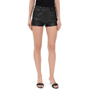 Norma Kamali Women’s High Waist Faux Leather Shorts(Black)