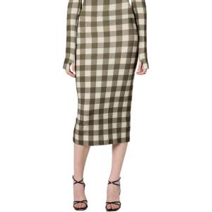 Norma Kamali Womens Straight Skirt to Midcalf(Bark Box Plaid)