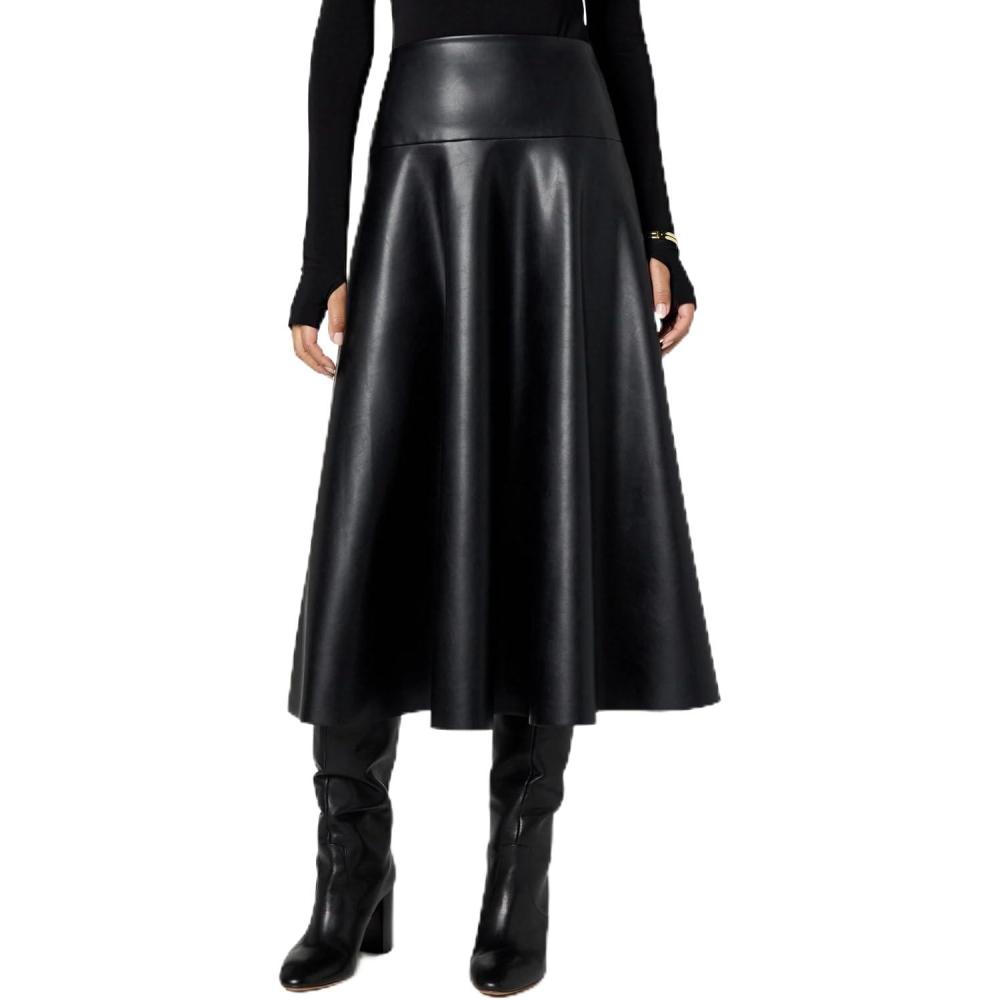 imageNorma Kamali Womens Flared Skirt to MidcalfBlack