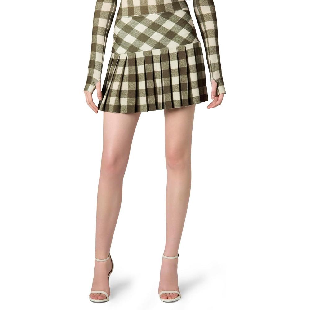 imageNorma Kamali Womens Pleated Mini Skirt 25Bark Box Plaid