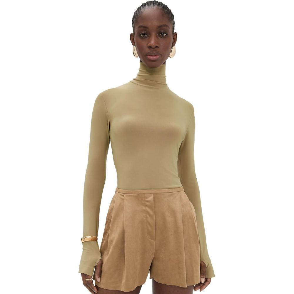 imageNorma Kamali Womens Slim Fit Long Sleeve Turtle TopCamel