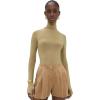 Norma Kamali Women’s Slim Fit Long Sleeve Turtle Top(Camel)