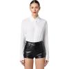 Norma Kamali womens Nk Shirt Bodysuit W/Collar Stand(Snow White)