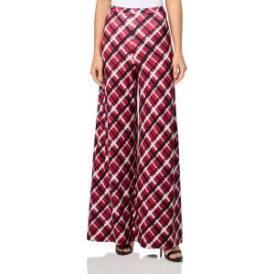 Norma Kamali Women’s Elephant Pant W/Waistband(Red Bias Plaid)