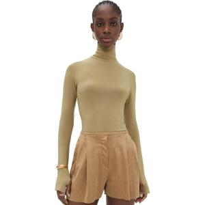 Norma Kamali Women’s Slim Fit Long Sleeve Turtle Top(Camel)