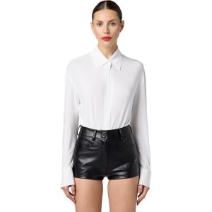 Norma Kamali womens Nk Shirt Bodysuit W/Collar Stand(Snow White)