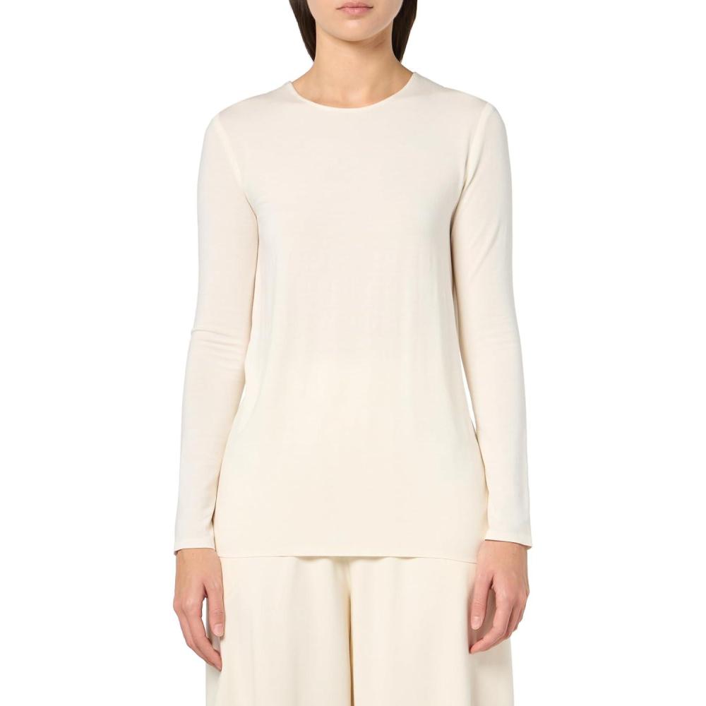imageNorma Kamali Womens Long Sleeve Crew TopCream