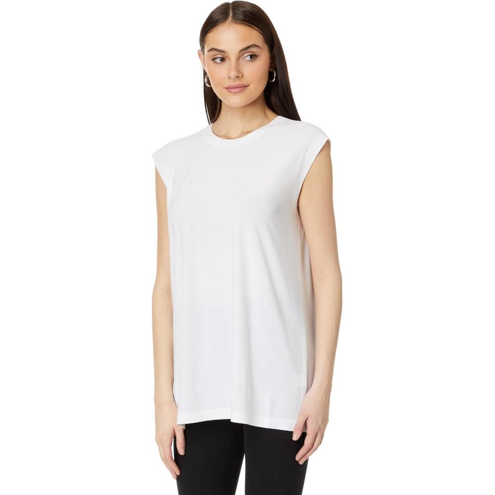 imageNorma Kamali Womens Sleeveless Boyfriend Crewneck TopSnow White