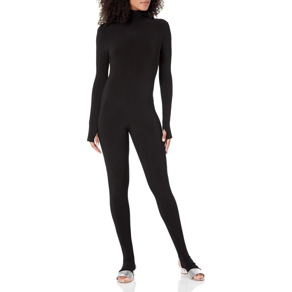 imageNorma Kamali womens Long Sleeve Slim Fit Turtle Catsuit WFootieBlack