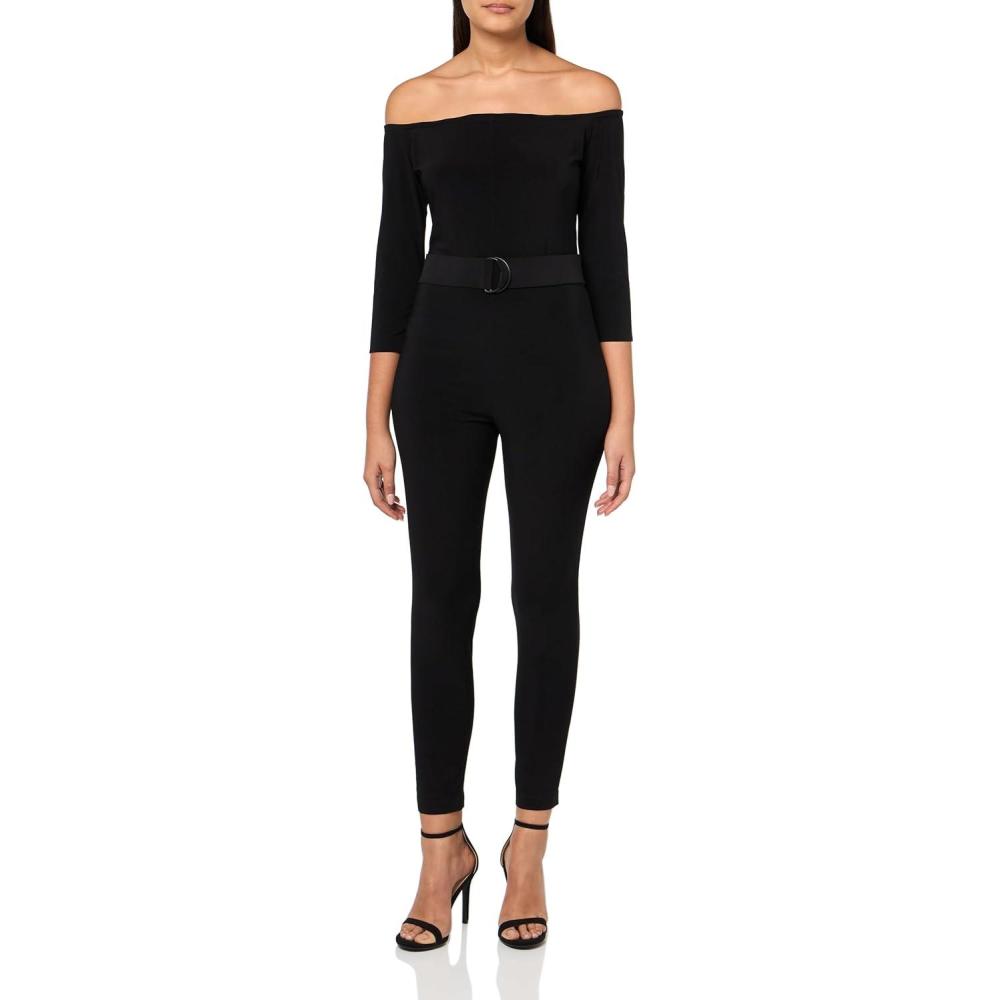 imageNorma Kamali womens Off Shoulder CatsuitBlack