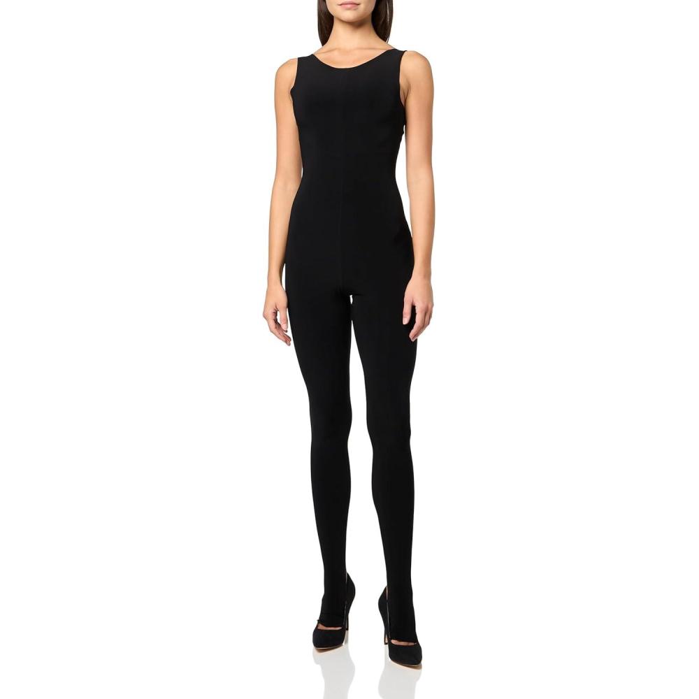 imageNorma Kamali womens Sleeveless X Catsuit WFootieBlack