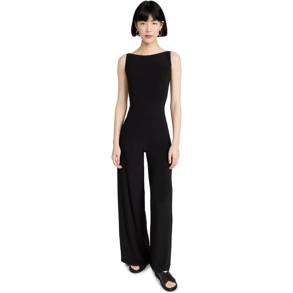 imageNorma Kamali womens Sleeveless X Straight Leg JumpsuitBlack