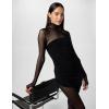 Norma Kamali Womens Ls Turtleneck Strapless Diana Pickleball Dress W/(Black/Black Mesh)