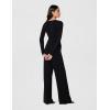 Norma Kamali Women’s V Neck Longsleeve Shirred Waist Jumpsuit(Black)