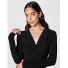 Norma Kamali Women’s V Neck Longsleeve Shirred Waist Jumpsuit(Black)