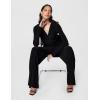 Norma Kamali Women’s V Neck Longsleeve Shirred Waist Jumpsuit(Black)