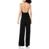 Norma Kamali womens Halter Wrap Straight Leg Jumpsuit(Black)