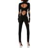 Norma Kamali womens Long Sleeve Aztec Catsuit(Black)