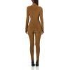 Norma Kamali womens Long Sleeve Slim Fit Turtle Catsuit W/Footie(Bronze)