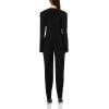 Norma Kamali womens Ls Shoulder Pad V Neck Zip Front Tapered Leg Jumps(Black)