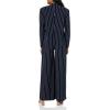 Norma Kamali womens Single Breasted Straight Leg Jumpsuit(True Navy Pinstripe)