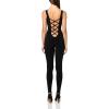 Norma Kamali womens Sleeveless X Catsuit W/Footie(Black)