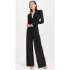 Norma Kamali womens V Neck L/S Shirred Waist Jumpsuit W/Shoulder Pads(Black)